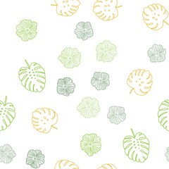 Naklejka premium Dark Green, Yellow vector seamless elegant pattern with flowers, leaves. Modern abstract illustration with leaves and flowers. Template for business cards, websites.