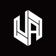 UA Logo monogram with hexagon inside the shape design template