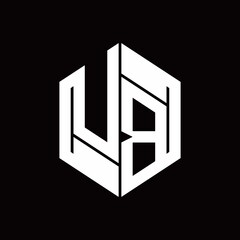 UB Logo monogram with hexagon inside the shape design template