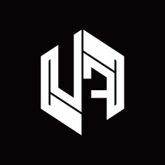 UF Logo monogram with hexagon inside the shape design template