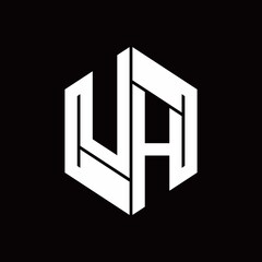 UH Logo monogram with hexagon inside the shape design template