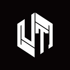 UT Logo monogram with hexagon inside the shape design template