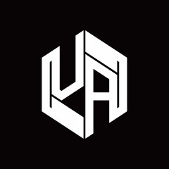 VA Logo monogram with hexagon inside the shape design template