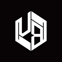 VB Logo monogram with hexagon inside the shape design template
