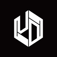 VD Logo monogram with hexagon inside the shape design template