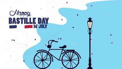 happy bastille day celebration with france flag and bicycle