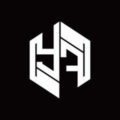YF Logo monogram with hexagon inside the shape design template