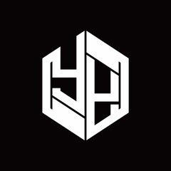 YY Logo monogram with hexagon inside the shape design template