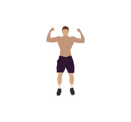 Fototapeta na wymiar Training man isolated illustration. Man workout flat illustration - Vector