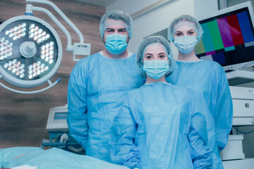 Fototapeta na wymiar Team of professional doctors always ready to save lives