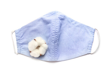 Cotton protective mask on white background