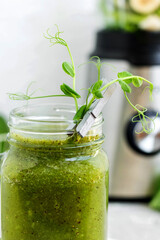 Green Vitamin Smoothie with Young Pea Shoots
