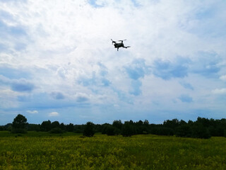 Fototapeta na wymiar Quadcopter flight.Aerial photography of the landscape by a quadrocopter camera.