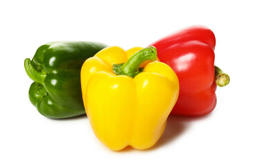 Fresh bell peppers on white background