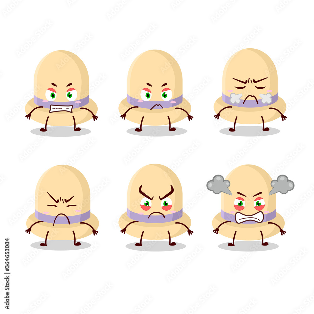 Sticker Summer hat cartoon character with various angry expressions