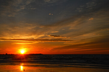 Sunset view at Panjang beach in Bengkulu Indonesia