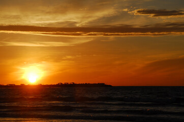 Sunset view at Panjang beach in Bengkulu Indonesia