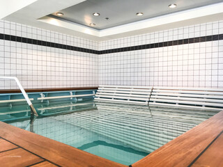 Large thallasso therapy whirlpool inside wellness spa on modern cruiseship or cruise ship liner...