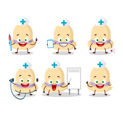 Doctor profession emoticon with summer hat cartoon character