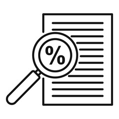 Percent tax papers icon. Outline percent tax papers vector icon for web design isolated on white background