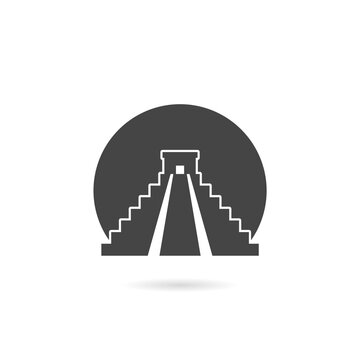 recommend clip art: Chichen Itza pyramid icon with shadow
