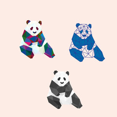 LOW POLY PANDA POLYGONAL TRIANGULAR GEOMETRIC ILLUSTRATION © hudasaktian