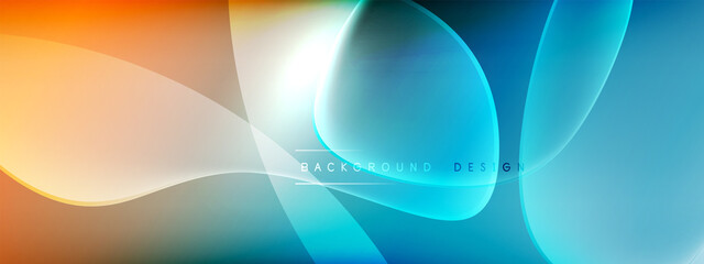 Vector abstract background - liquid bubble shapes on fluid gradient with shadows and light effects. Shiny design template for text