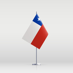 Chile flag state symbol isolated on background national banner. Greeting card National Independence Day of the Republic of Chile. Illustration banner with realistic state flag.