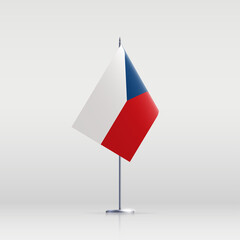 Czechia flag state symbol isolated on background national banner. Greeting card National Independence Day of the Czech Republic. Illustration banner with realistic state flag.