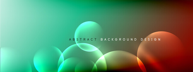 Vector abstract background liquid bubble circles on fluid gradient with shadows and light effects. Shiny design templates for text