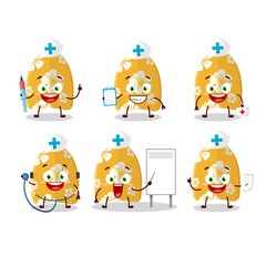 Doctor profession emoticon with surfing board cartoon character