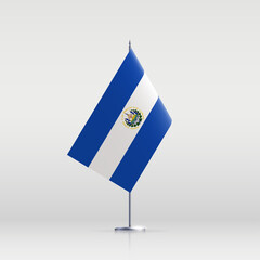 El Salvador flag state symbol isolated on background national banner. Greeting card National Independence Day of the Republic of El Salvador. Illustration banner with realistic state flag.