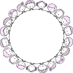 vector boys and girls with circle border background