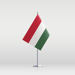 Hungary flag state symbol isolated on background national banner. Greeting card National Independence Day of the Republic of Hungary. Illustration banner with realistic state flag.