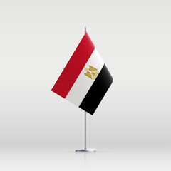 Egypt flag state symbol isolated on background national banner. Greeting card National Independence Day of the Arab Republic of Egypt. Illustration banner with realistic state flag.