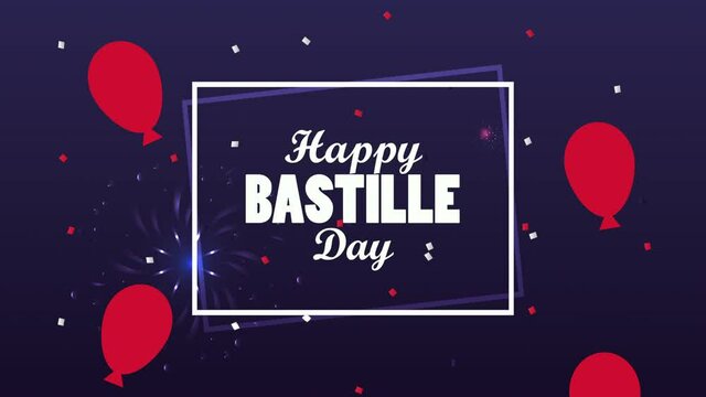 happy bastille day celebration with lettering and balloons helium