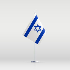 Israel flag state symbol isolated on background national banner. Greeting card National Independence Day of the State of Israel. Illustration banner with realistic state flag.