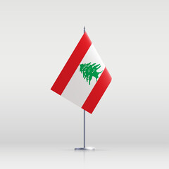 Lebanon flag state symbol isolated on background national banner. Greeting card National Independence Day of the Lebanese Republic. Illustration banner with realistic state flag.