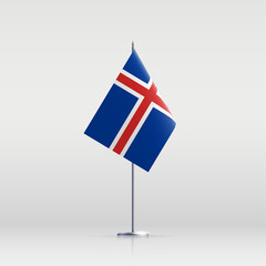 Iceland flag state symbol isolated on background national banner. Greeting card National Independence Day of the Republic of Iceland. Illustration banner with realistic state flag.