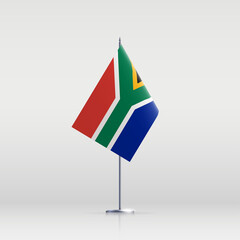 South Africa flag state symbol isolated on background national banner. Greeting card National Independence Day of the Republic of South Africa. Illustration banner with realistic state flag of RSA.
