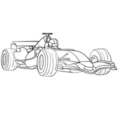 racing car sketch, ship, coloring book, isolated object on white background, vector illustration,