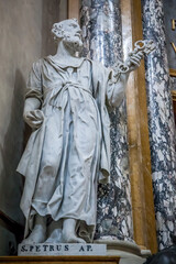 Statue of Saint Peter in the Duomo Cathedral in Bergamo. Lombardy, Italy
