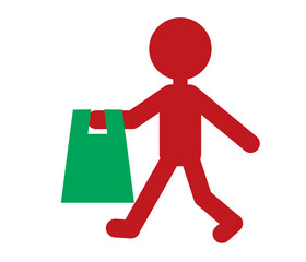 テイクアウトする人のシルエット（ナイロン袋）