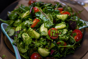 Cucumber and Tomato Salad with Garden Herbs