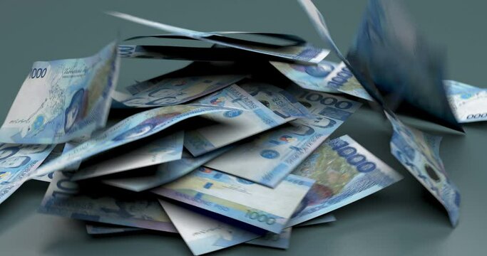 Philippine Piso falling on hued background