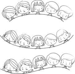 vector kids with background border