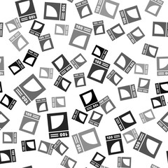 Fototapeta premium Black Coffee paper filter icon isolated seamless pattern on white background. Vector Illustration.