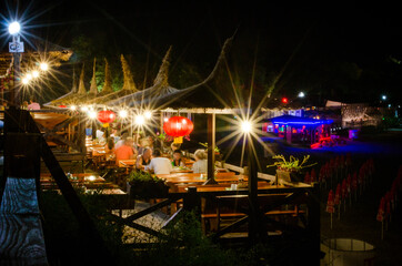 beach bar at night