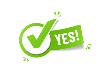 Yes Checkbox Sticker - Green Vector Illustration - Isolated On White Background