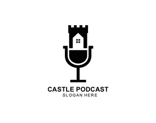 podcast and castle logo icon symbol designs
